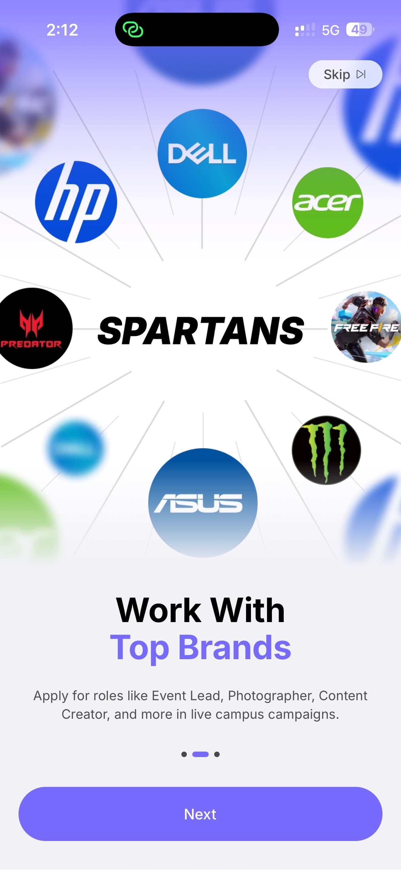 Spartans onboarding: work with top brands